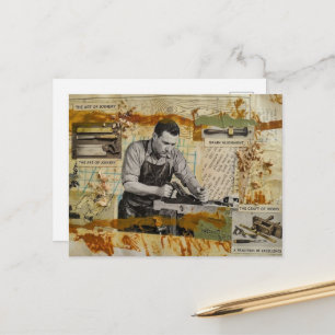 Der Holzbearbeiter-Collage Postkarte