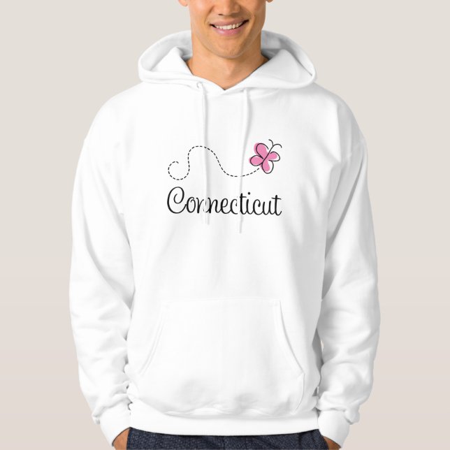 Der Hoodie rosa Schmetterlings-Connecticut-Frauen (Vorderseite)