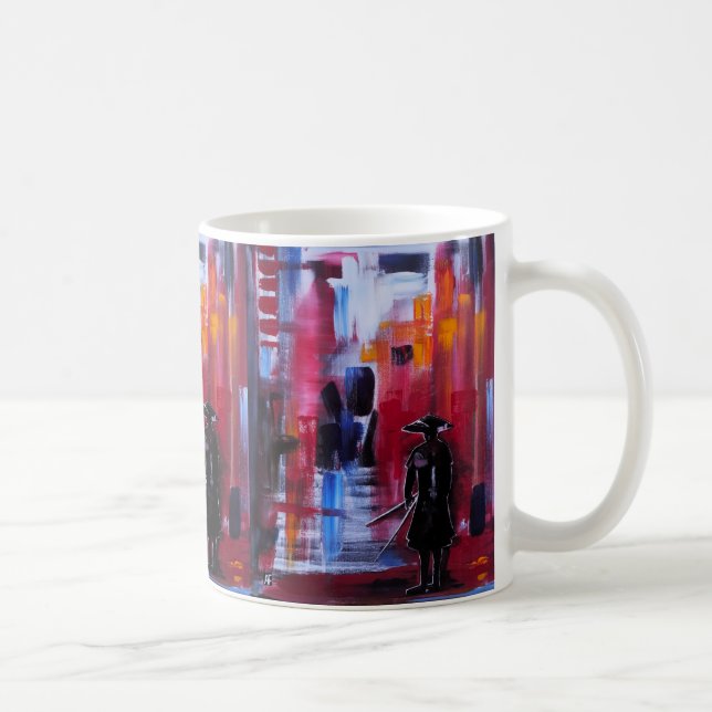 Der Horizont des Samurai Gemälde von Alfred Fox Kaffeetasse (Rechts)
