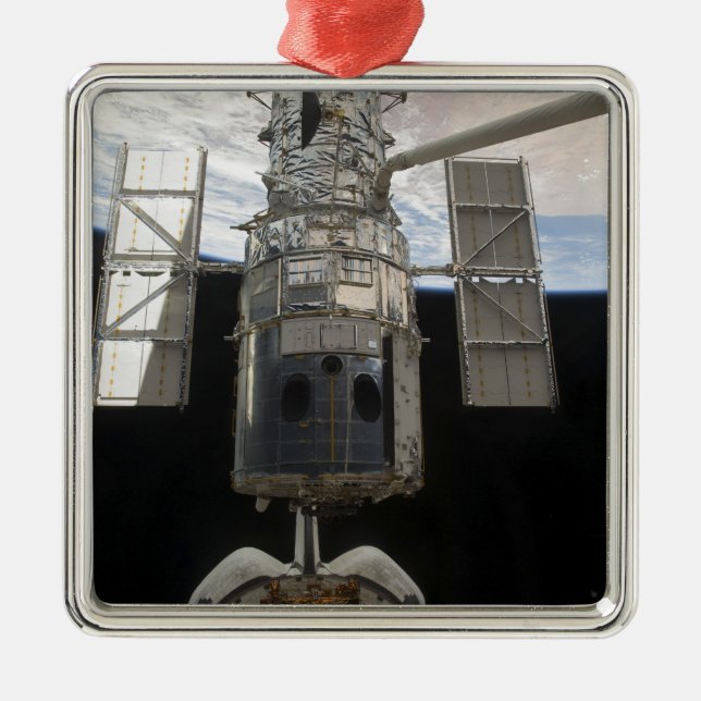 Der Hubble-Weltraumteleskop Space Shuttle Atlant Silbernes Ornament (Vorne)