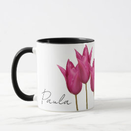 Der hübsche Rosa-Tulpen-Blumen-Name Paula Tasse