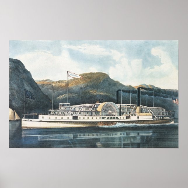 Der Hudson River Steamboat `St. John' Poster (Vorne)