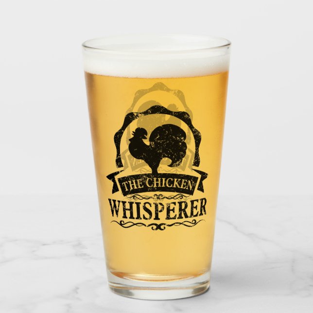 Der Hühnerflüsterer Lustig Glas (Vorne (Gefüllt))