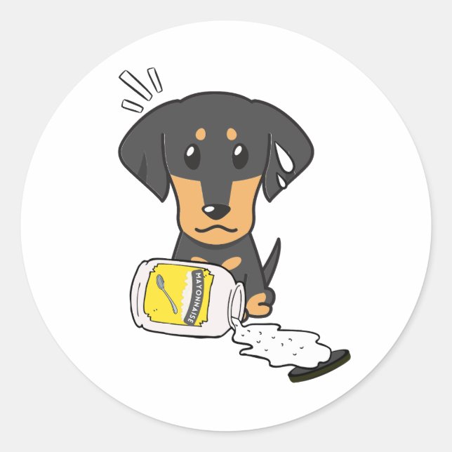 Der Hund der Dackel hat Mayonnaise verschüttet Runder Aufkleber (Vorderseite)