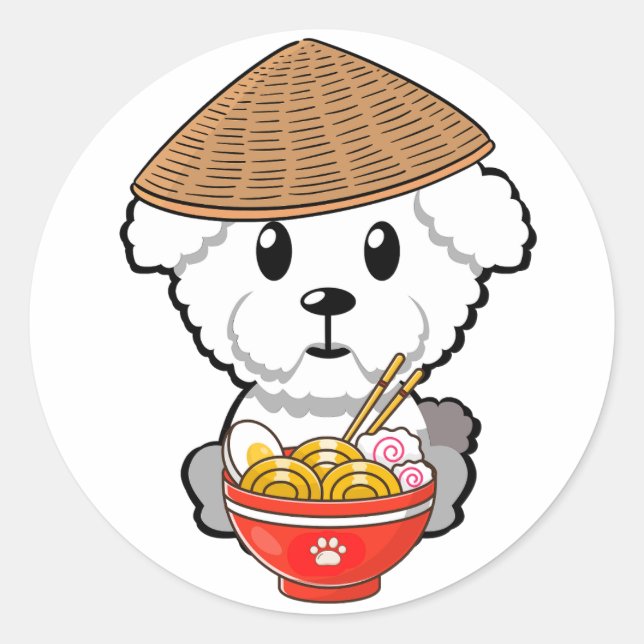 Der Hund der Flinte fresst Nudeln Runder Aufkleber (Vorderseite)