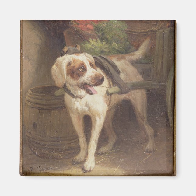 Der Hund des Geschädigten (Öl auf Tafel) Magnet (Vorne)