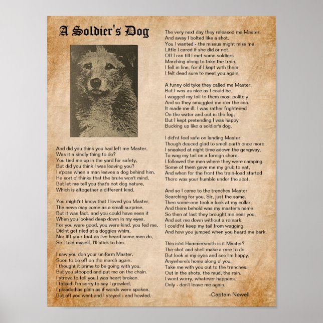 Der Hund eines Soldaten, der ein Kriegsgedicht Ins Poster (Vorne)