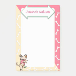 Der Hund lebt gelb-rosa Hundeknochen Post-it Klebezettel