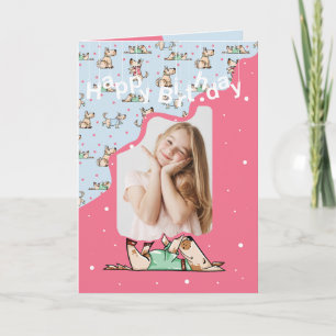 Der Hund Life Blue Pink Geburtstags-Foto Karte