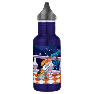 Der Hund schaut durch das Teleskop Edelstahlflasche