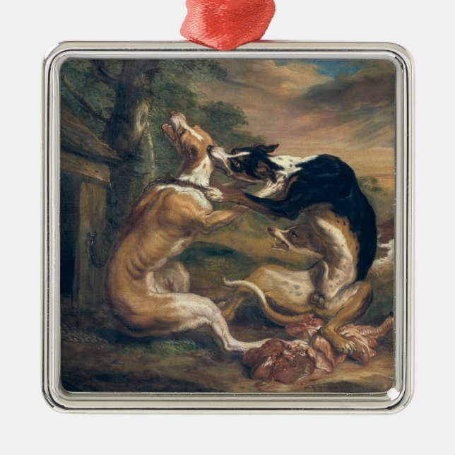 Der Hundekampf, 1678 Silbernes Ornament (Vorne)