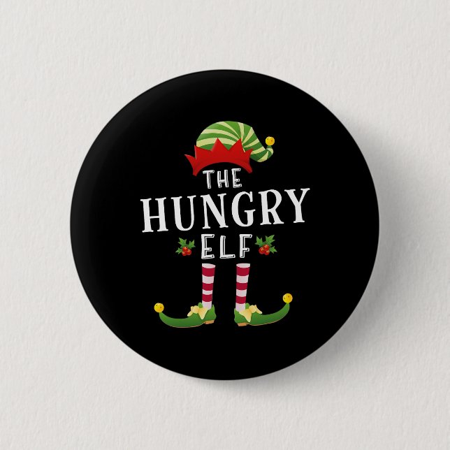 Der Hungrige Elf Weihnachten Matching Pajama Button (Vorderseite)