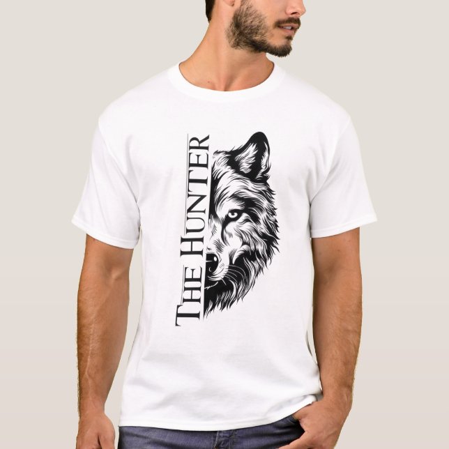 Der Hunter Wolf Split Design T-Shirt (Vorderseite)