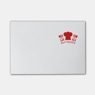 Der Hut, das Messer und die Gabel Bon Appetit Koch Post-it Klebezettel