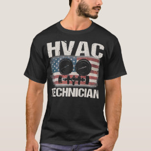 Der HVAC-Techniker gibt Design auf der Rückseite d T-Shirt