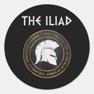 Der Iliad-Zorn des Trojanischen Krieges mit Achill Runder Aufkleber
