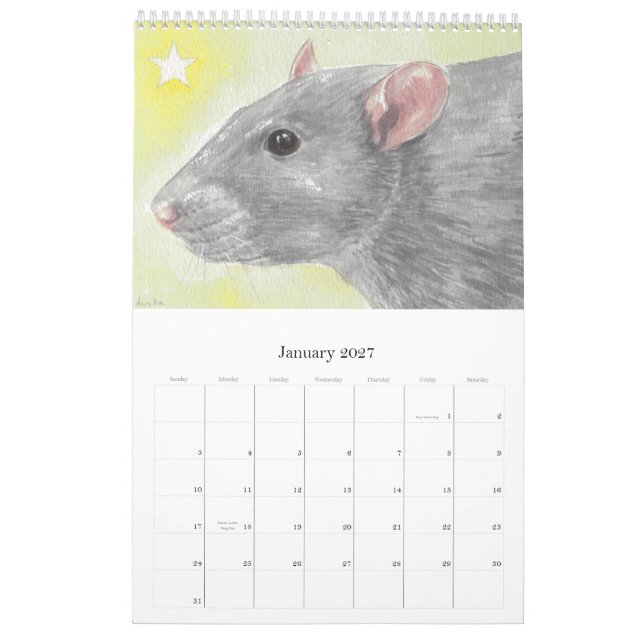 Der illustrierte Ratten-Porträt-Kalender Kalender (Jan 2027)