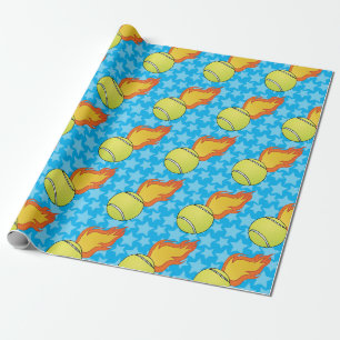 Der individuell anpassbare Flaming-Tennisball Geschenkpapier