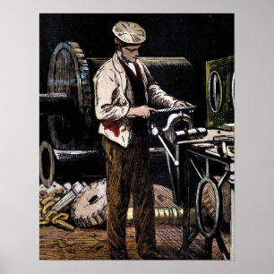 "Der Ingenieur" Vintage Illustration Poster