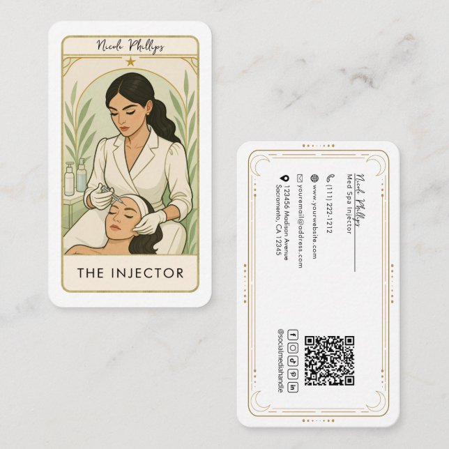 Der Injector Med Spa Haut Tarot Social Media QR Visitenkarte (Vorne/Hinten)