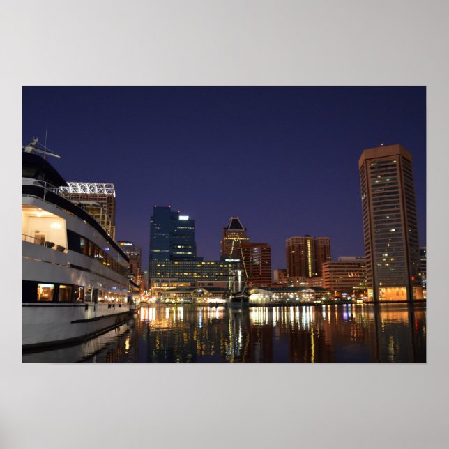 Der Innenhafen in der Nacht Poster (Vorne)