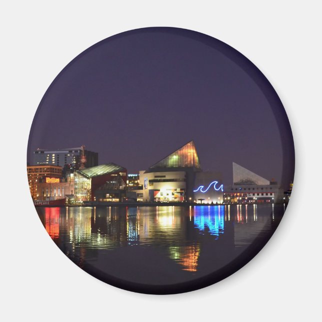 Der Innenhafen von Baltimore in der Nacht Magnet (Vorne)