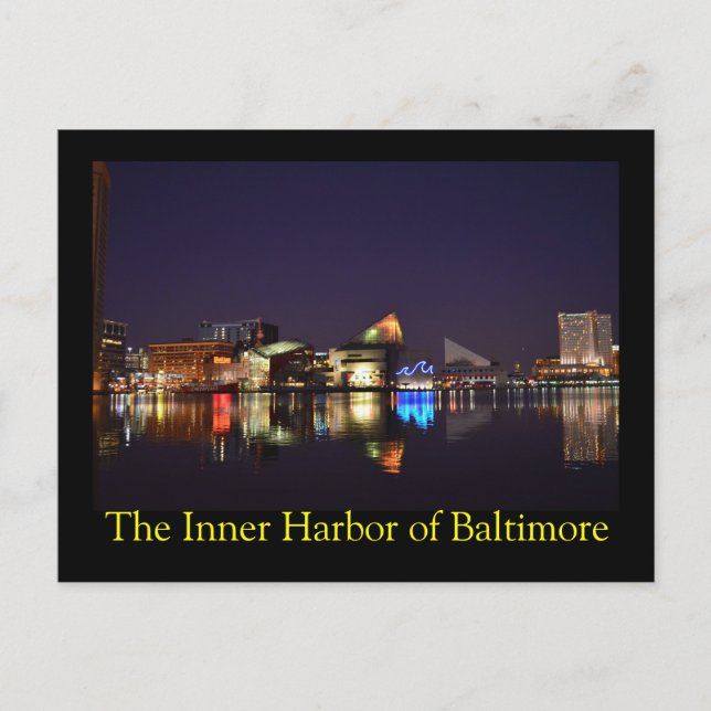 Der Innenhafen von Baltimore in der Nacht Postkarte (Vorderseite)