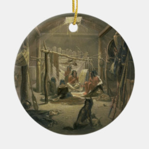 Der Innenraum der Hütte eines Mandan Leiters, Keramikornament