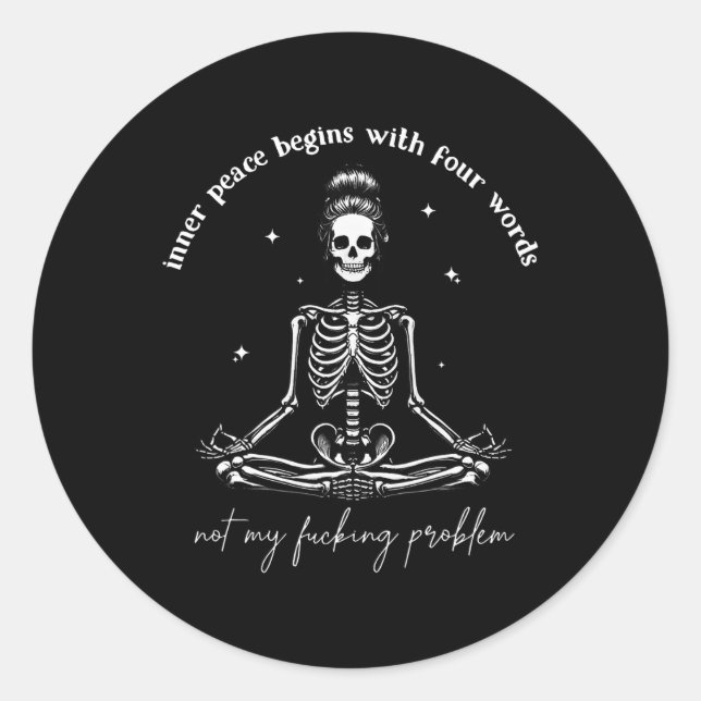 Der innere Frieden beginnt mit vier Worten, nicht  Runder Aufkleber (Vorderseite)