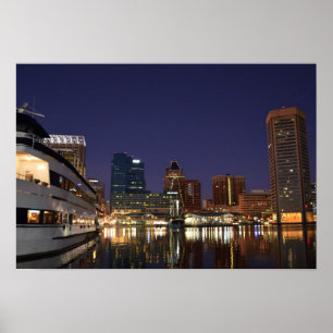 Der innere Hafen nachts Poster