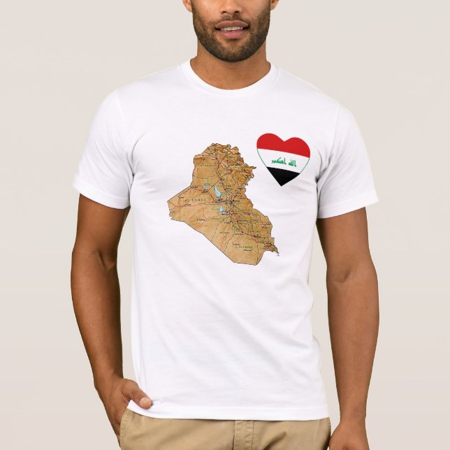 Der Irak-Flaggen-Herz und Karten-T - Shirt (Vorderseite)