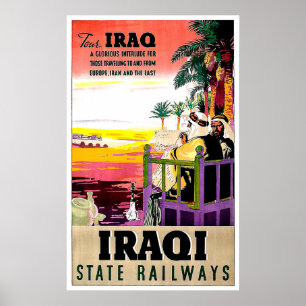 Der Irak-Staatseisenbahn, badouins, Vintage Reise Poster