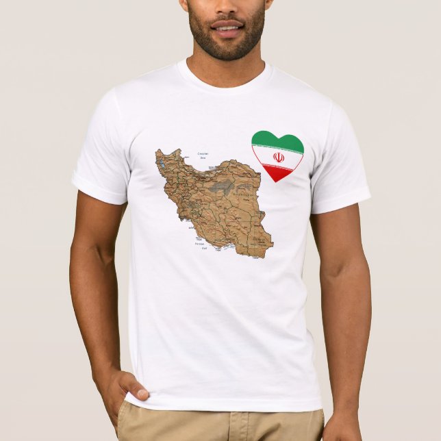 Der Iran-Flaggen-Herz und Karten-T - Shirt (Vorderseite)