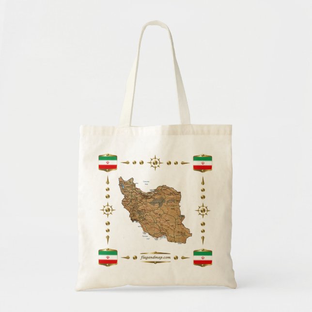 Der Iran-Karte + Flaggen-Tasche Tragetasche (Vorne)