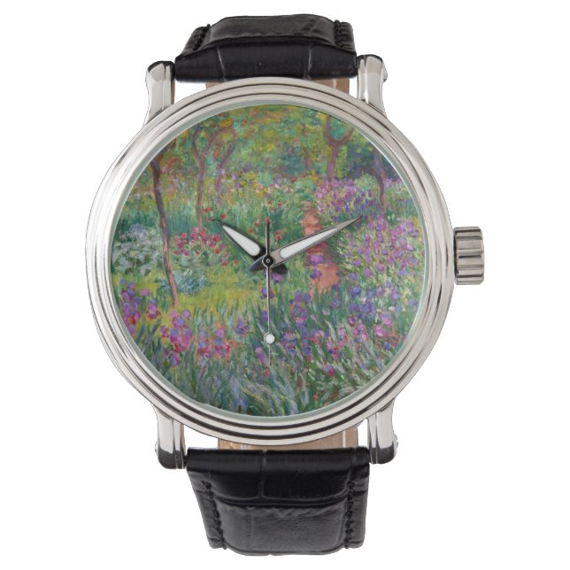 Der Iris-Garten in Giverny von Claude Monet Armbanduhr (Vorderseite)