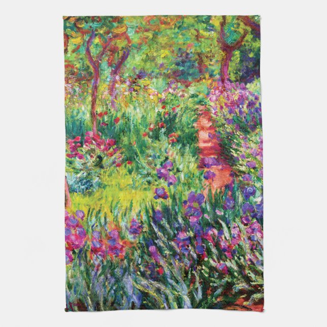 Der Iris-Garten in Giverny von Claude Monet Geschirrtuch (Vertikal)