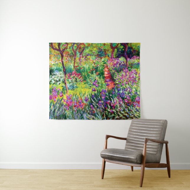 Der Iris-Garten in Giverny von Claude Monet Wandteppich (Beispiel (Horizontal))