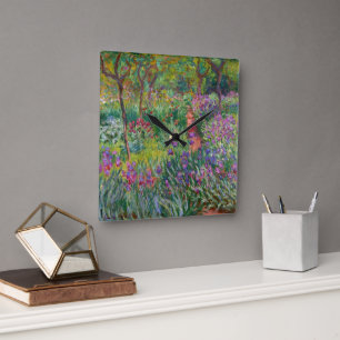 Der Irisgarten in Giverny von Claude Monet Quadratische Wanduhr