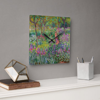Der Irisgarten in Giverny von Claude Monet Quadratische Wanduhr