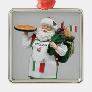 DER ***ITALIENISCHE KOCH SANTA** CHRISTMAS ORNATIO SILBERNES ORNAMENT
