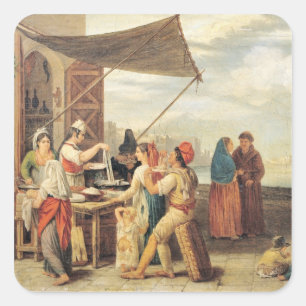 Der italienische Markt Quadratischer Aufkleber
