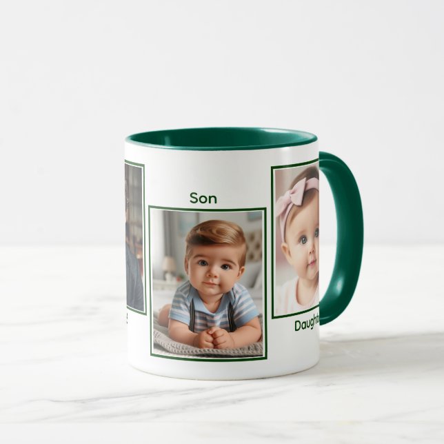 Der Jäger Grüne der Vierer-Familie wird individuel Tasse (VorderseiteRechts)