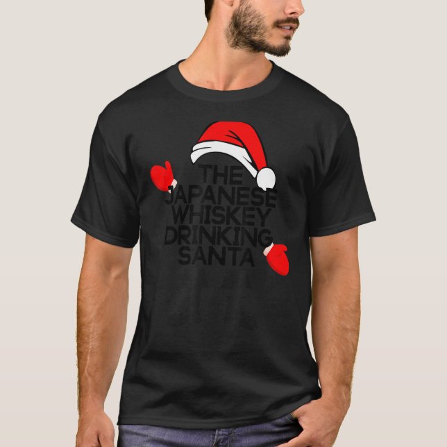 Der japanische Whiskey Drink Santa Funny Urlaub T-Shirt (Vorderseite)