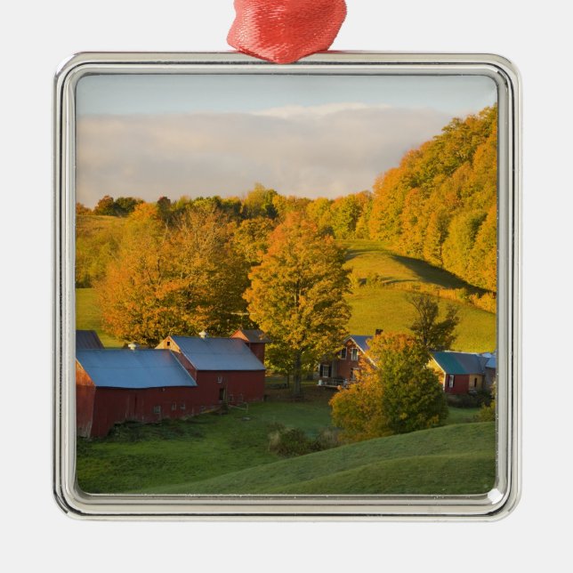 Der Jenne Bauernhof in Woodstock, Vermont. Fall. 2 Silbernes Ornament (Vorne)