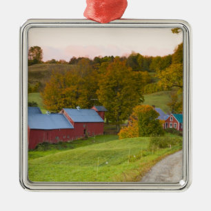 Der Jenne Bauernhof in Woodstock, Vermont. Fall Silbernes Ornament