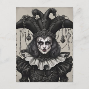 Der Joker Clown in Schwarz und Weiß Postkarte