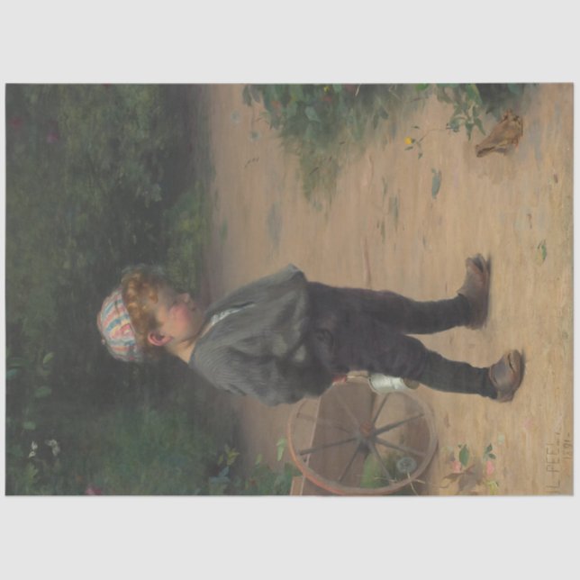 Der junge Biologe mit einem Frosch (von Paul Peel) Seidenpapier (Vorderseite)