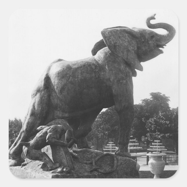 Der junge Elefant fing in einer Falle Quadratischer Aufkleber (Vorderseite)