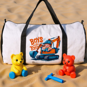 Der junge Entdecker: Junge auf Bulldozer Duffle Bag