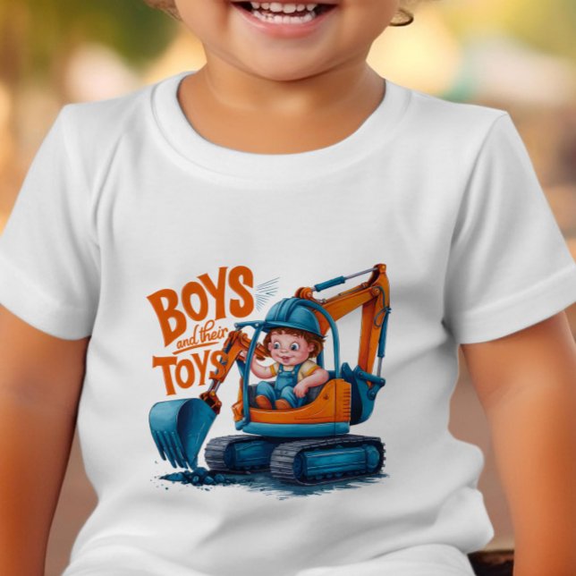 Der junge Explorer: Junge auf Bulldozer Kleinkind T-shirt (Von Creator hochgeladen)